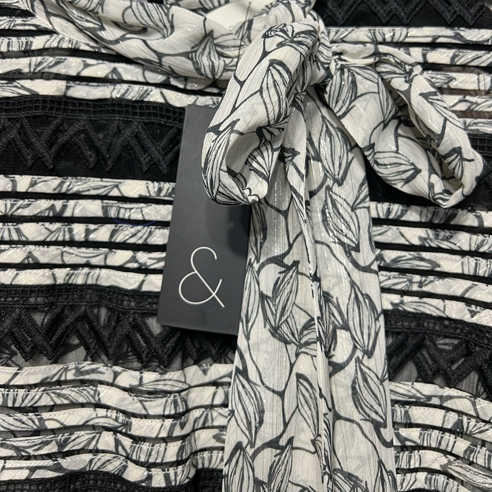 Sachin & Babi Silk Floral Tule Chevron Neck Tie Sample Dress 🔥 - Picture 4 of 10